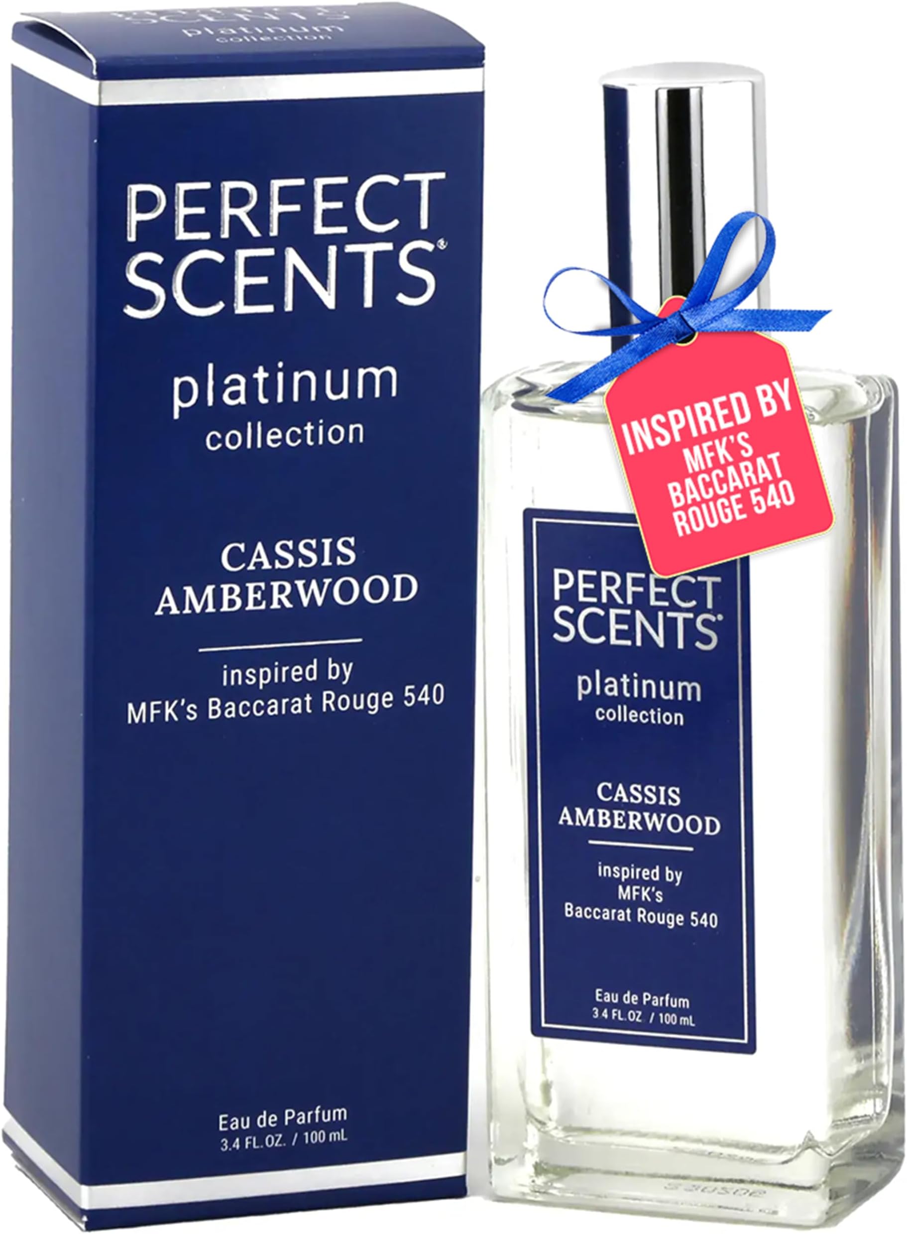 Perfect Scents Fragrances | Inspired by MFK’s Baccarat Rouge 540 | Platinum Collection | Cassis Amberwood | Women’s Eau de Parfum | Vegan, Paraben, Phthalate Free | Never Tested on Animals | 3.4 Fl Oz