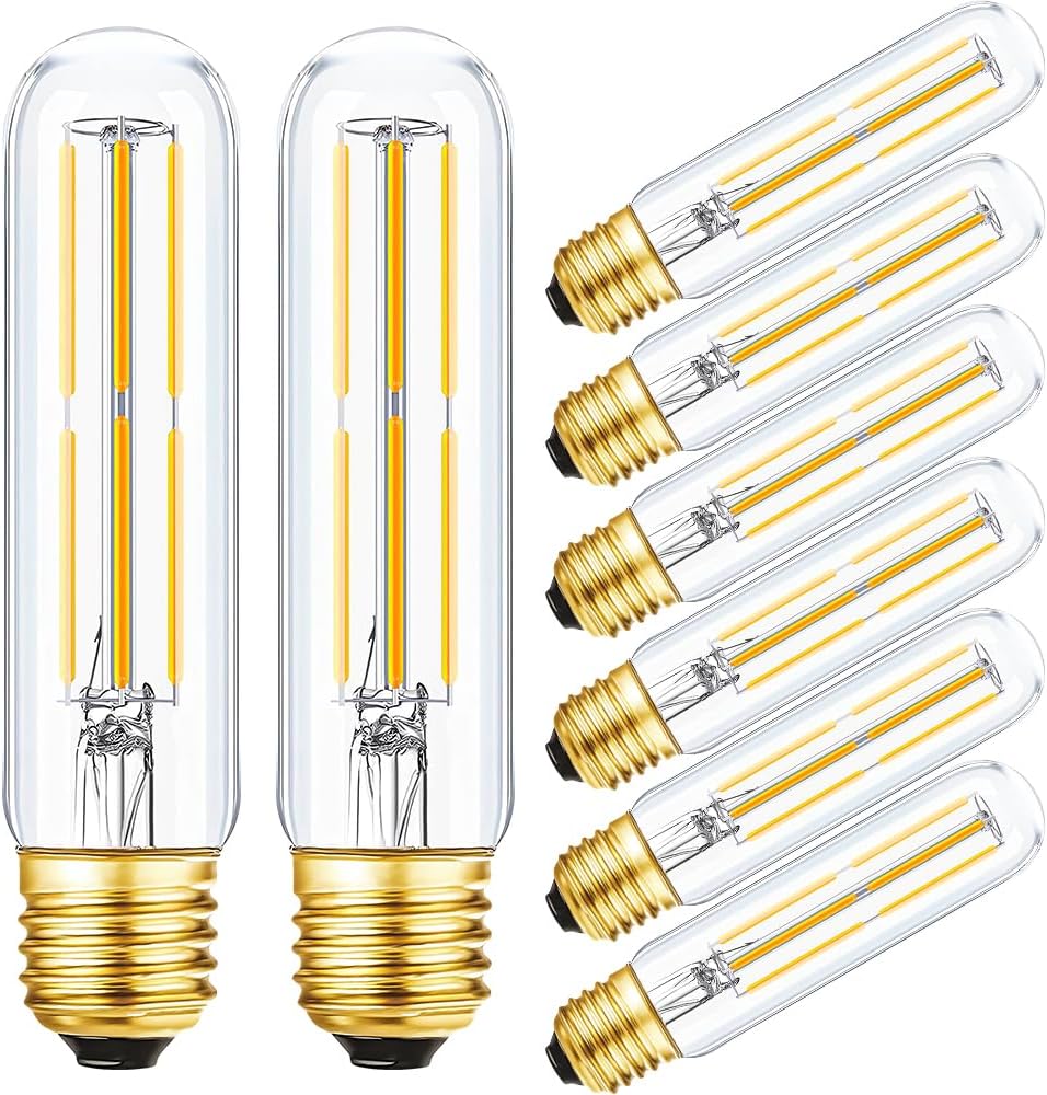 T10 LED Bulbs Warm White 3000K Clear Glass Tubular Edison Bulb dimmable E26 6W Equal 60 watt