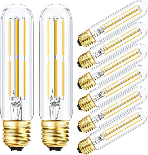 Bombillas LED T10 de color blanco cálido 3000 K, de vidrio transparente, bombilla Edison tubular, regulable, E26, 6 W, igual a 60 W, bombillas disponible en Yaxa Peru
