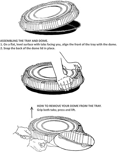Bandeja de comida redonda negra de 16 pulgadas + tapa transparente (paquete de 10 juegos)