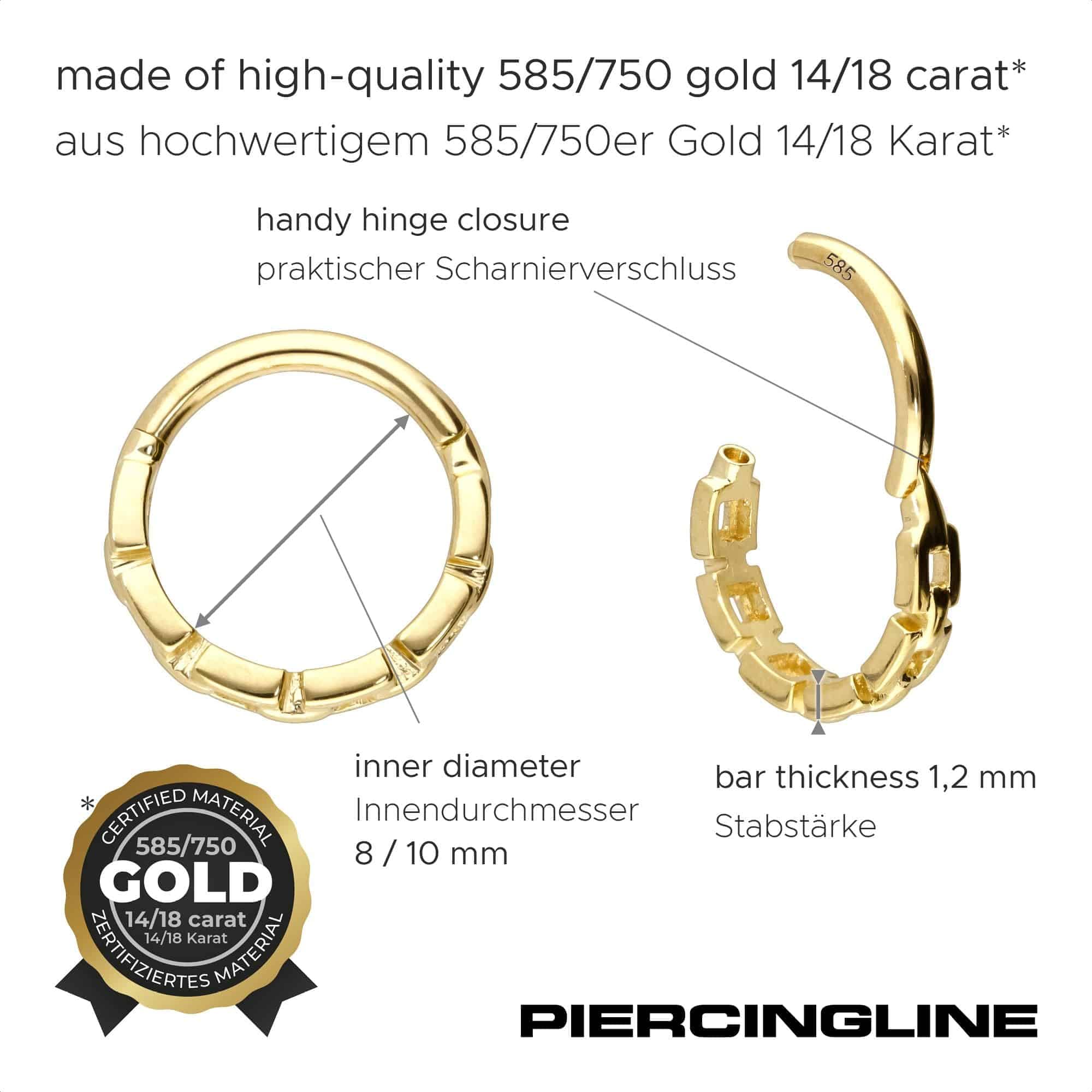 PIERCINGLINE Piercing Ring 14K Gold Segmentring Clicker KETTEN-DESIGN 585er Gold - Goldfarben
