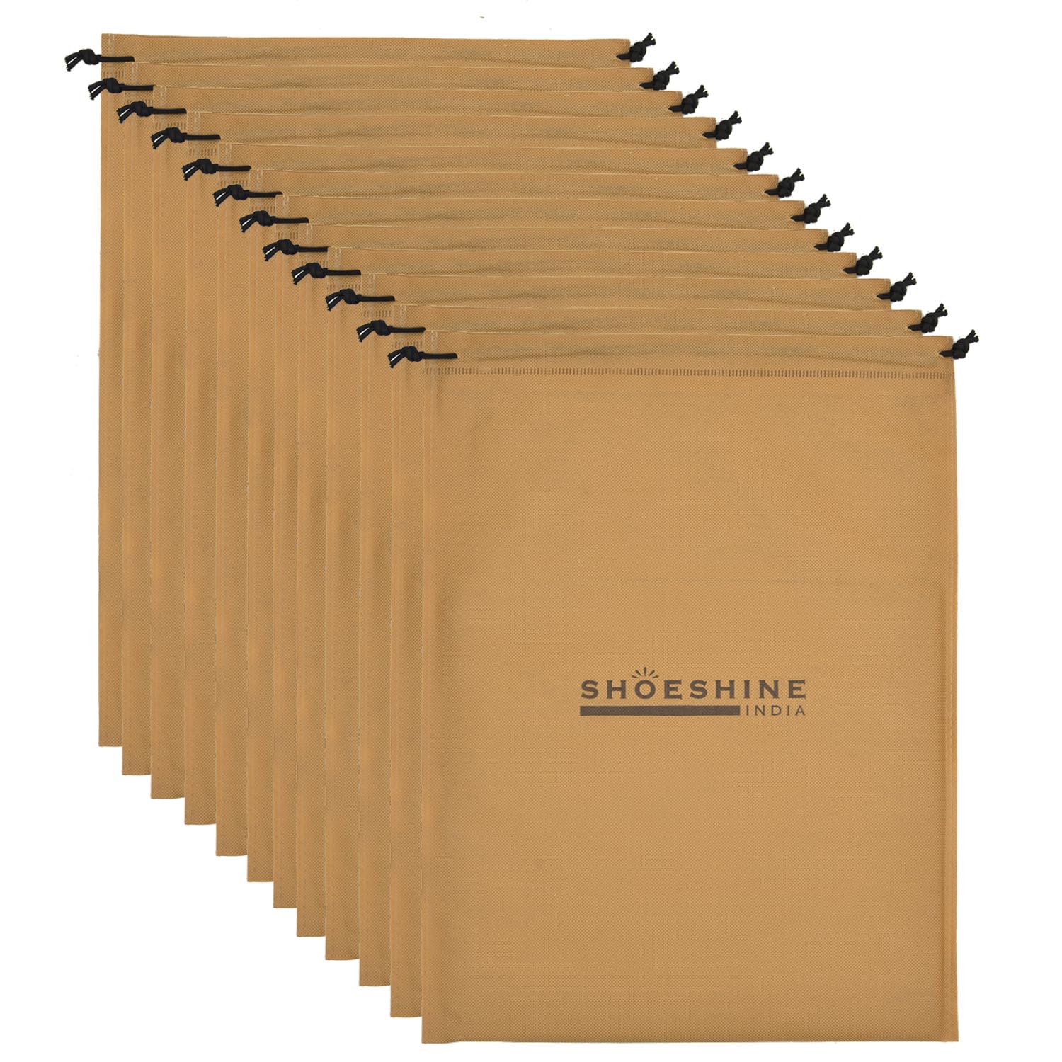 Beige Shoe Bag (Pack of 12) Travel Essential Packing Shoes Bags for Men & Women-image-21