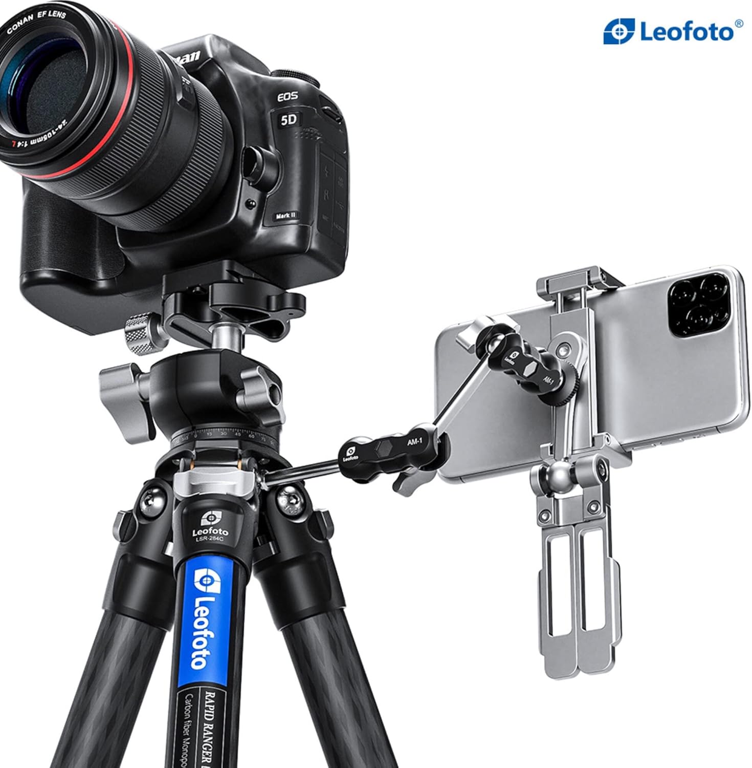 LEOFOTO PS-3 Black Ultra Compact & Lightweight Smartphone Clamp/Holder/Video/Selfie Stand/Easel Arca/RRS Compatible