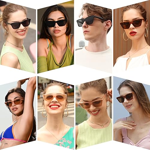 Miniatura 6 de Dollger Lentes de sol cuadrados de ojo de gato para mujeres y hombres, lentes de sol retro de moda con protección UV 400