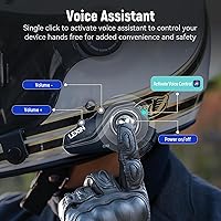 Vista 6 de Lexin G1 - Audífonos Bluetooth para motocicleta, altavoces para casco con 2 tipos de micrófonos, manos libres para llamadas/música/GPS, audífonos