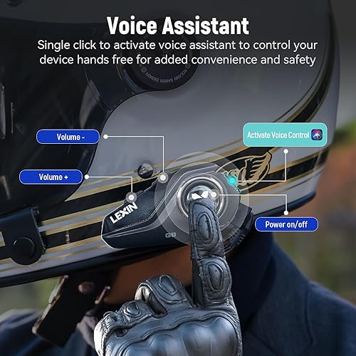 Miniatura 6 de LEXIN 2 auriculares Bluetooth para motocicleta G16 con modo faroSOS, sistema de comunicación de casco de hasta 16 ciclistas de 6,561.7ft,