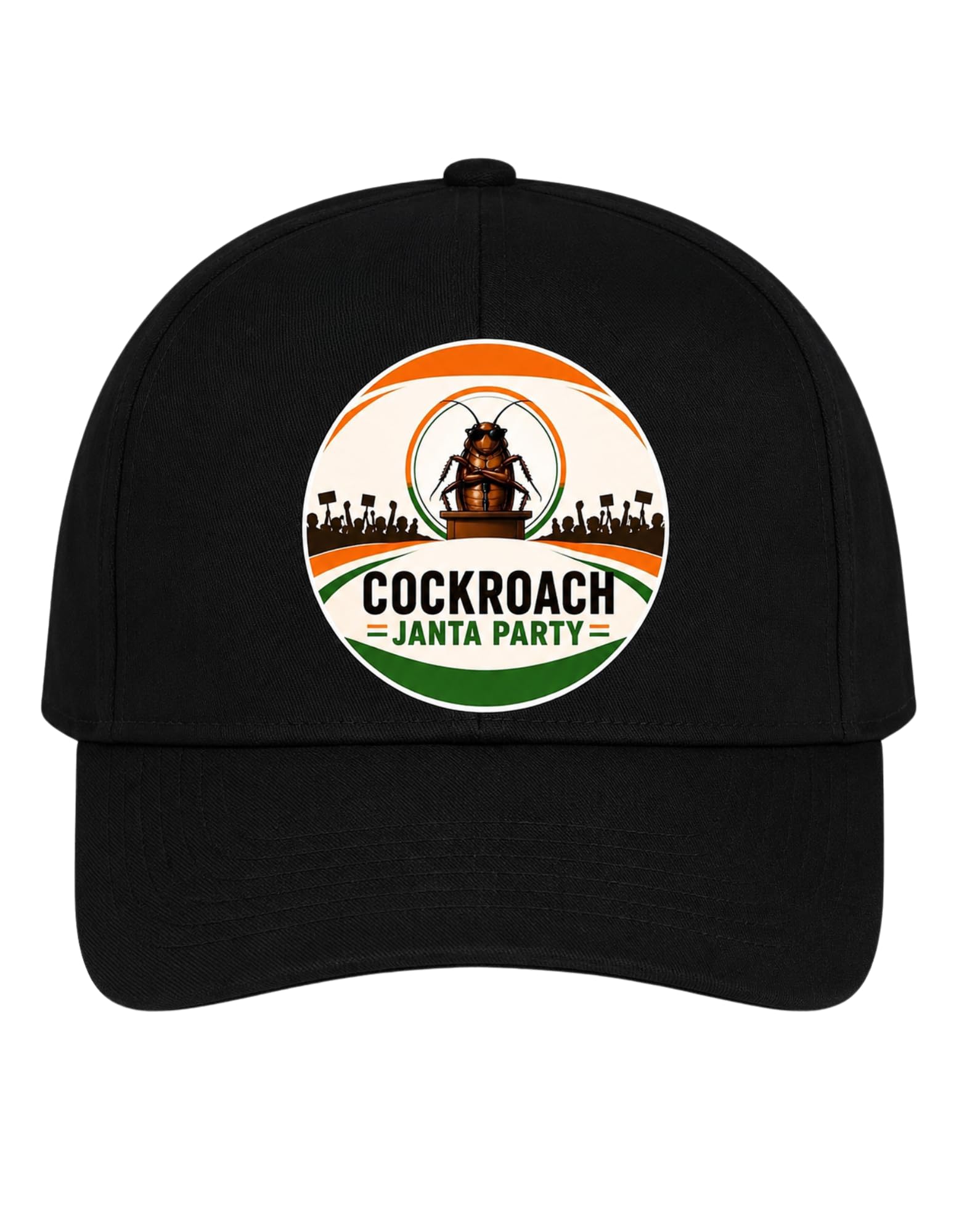 CJP Cockroach Janta Party Printed Baseball Cap, Black, Adjustable Snapback, Casual Streetwear Hat-image-6