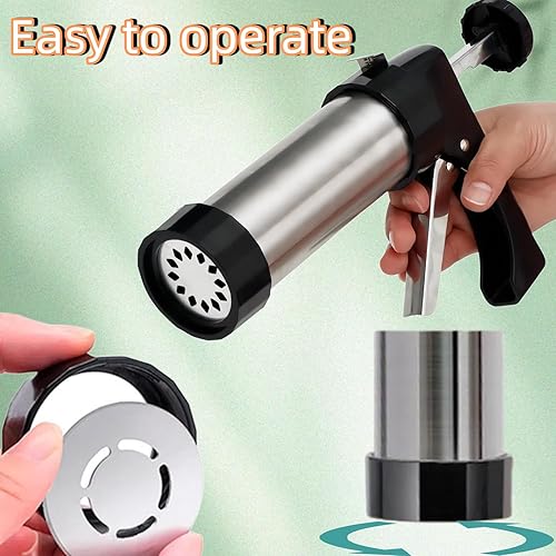 Miniatura 3 de Prensa de galletas de acero inoxidable, kit de pistola de prensa de galletas con 13 discos de galletas y 8 puntas de tubería para hacer galletas