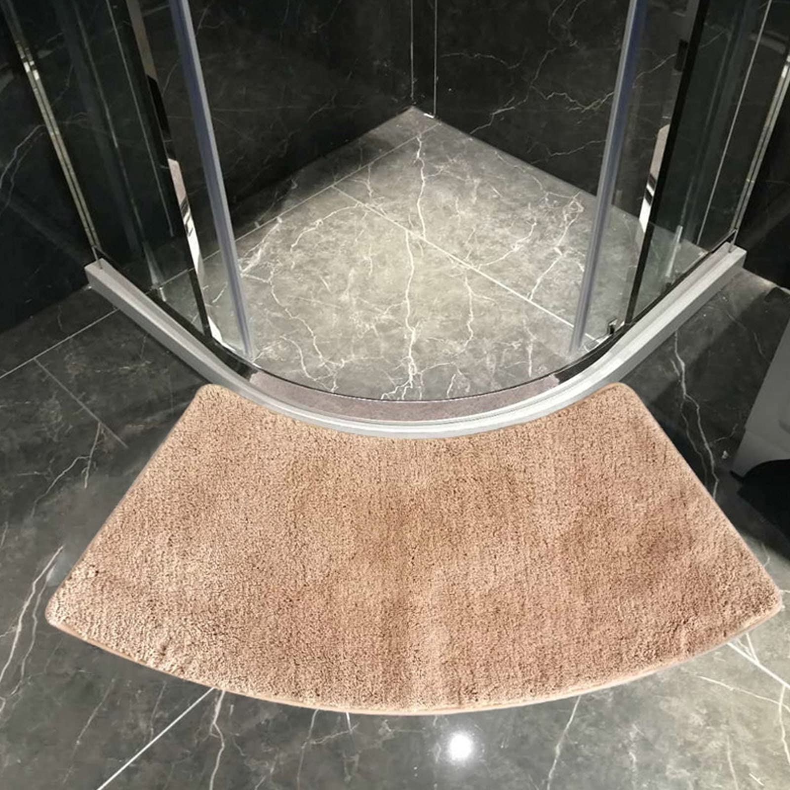 Elegante Alfombra de baño Curvada para Ducha, Alfombra de baño de Esquina, Ducha semicircular, Alfombra Suave Antideslizante para Cabina de Ducha, 100x45cm
