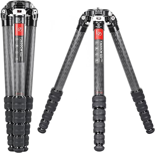 SUNWAYFOTO Trípode de fibra T3650CM para cámara de video, fotografía, peso al aire libre, impermeable, carga de 55.0 libras