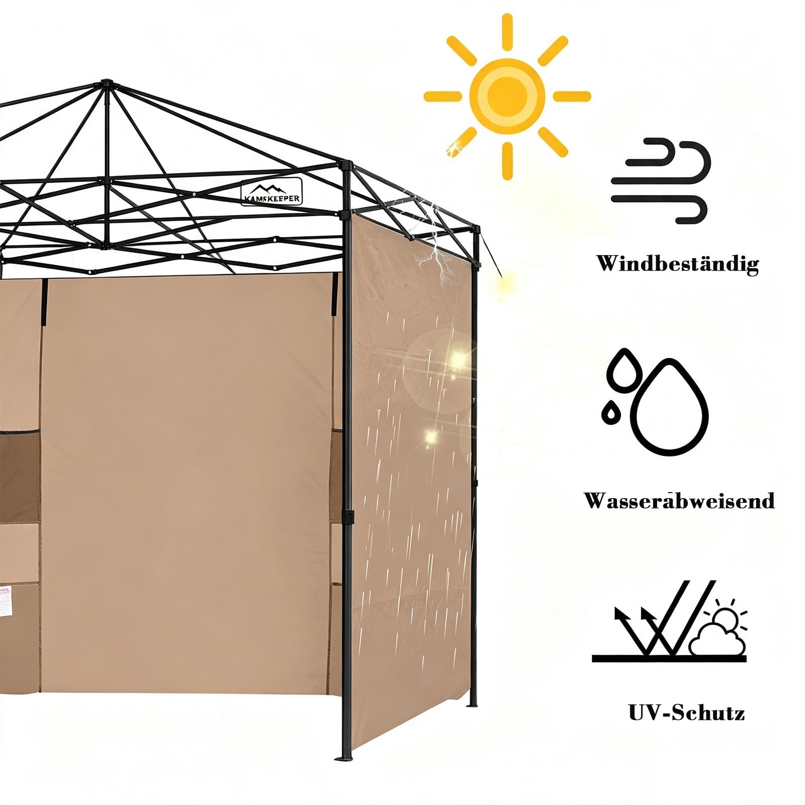 KAMPKEEPER Lot de 2 Parois Latérales 3x3 m pour Tonnelle Pliante