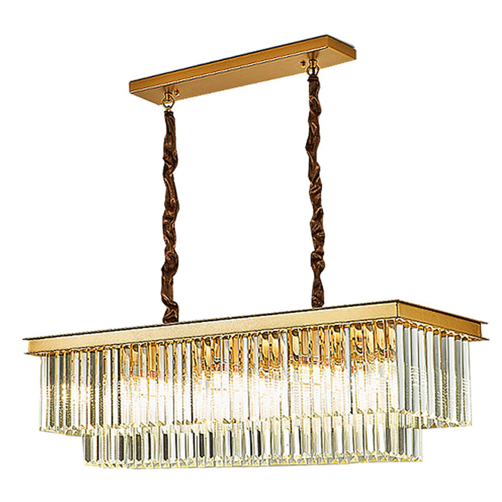 CZYLJLK E14 Post-Modern Light Luxury Square Crystal,Dining Room,Living Room Bedroom Lights,Modern Minimalist Nordic Creative Lamps-Golden. 150cm