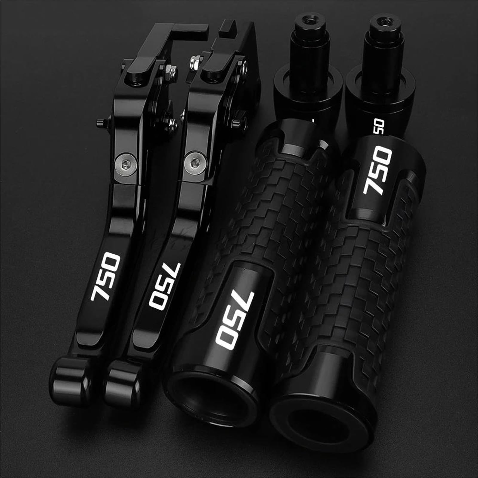 TGVSELPJ Motorcycle Part Motorcycle Brake Adjustable Clutch Levers Handbrake Hand Grips Folding Bar End Caps for Suzuki GSXR750 GSX-R750 2004-2005(Black2)