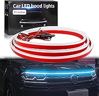 Vista 41 de Tira de luz para capó de automóvil, 79 pulgadas, tira de luces LED blancas para capó, flexible, impermeable, escaneo dinámico DC12V, luces
