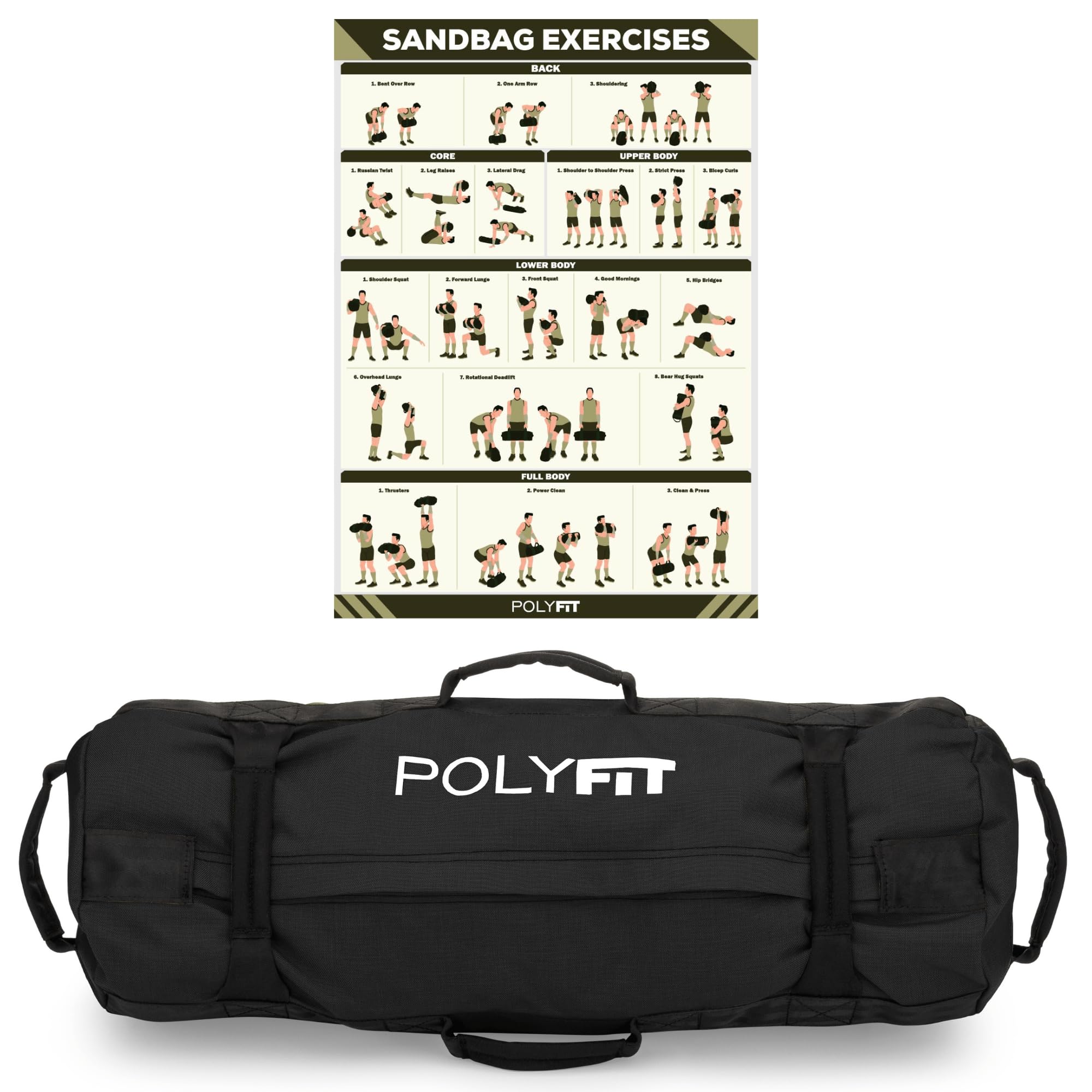 Polyfit Classic Sandbag - Workout Sandbag with 8 Gripping Handles