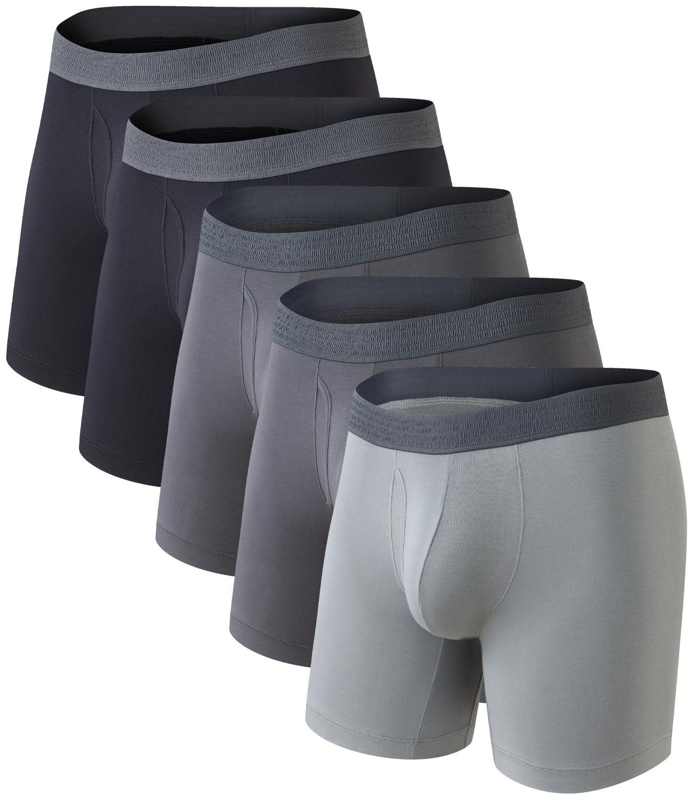 COLORFULLEAF Men's Underwear Soft Comfort Breathable Moisture Wicking Boxer Briefs for Men Packs 3-D Pouch Open Fly