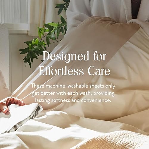 Miniatura 7 de Brooklinen - Juego de sábanas de satén de 4 piezas, 100% algodón, tamaño king, color gris guijarro, 1 sábana bajera, 1 sábana encimera, 2 fundas de