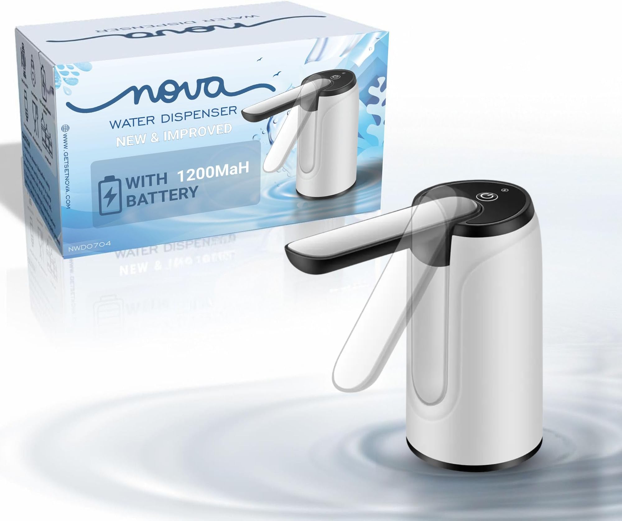 Automatic Electric Water Dispenser Pump for 18.9 Litre Bottle Portable Water Pump Dispenser for Home, Office, and Outdoors | 1200 mAh C-Type Fast Charging Battery (White)