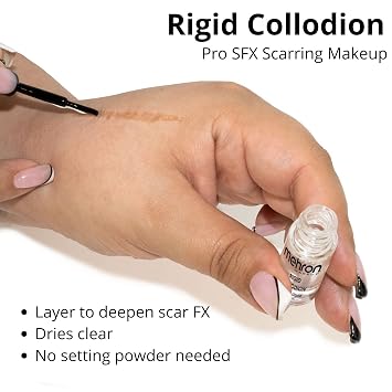 Mehron Makeup Rigid Collodion with Brush | Scarring Liquid | Liquid Scar Makeup | SFX Scar for Film .125 oz (4ml) | Made in the USA