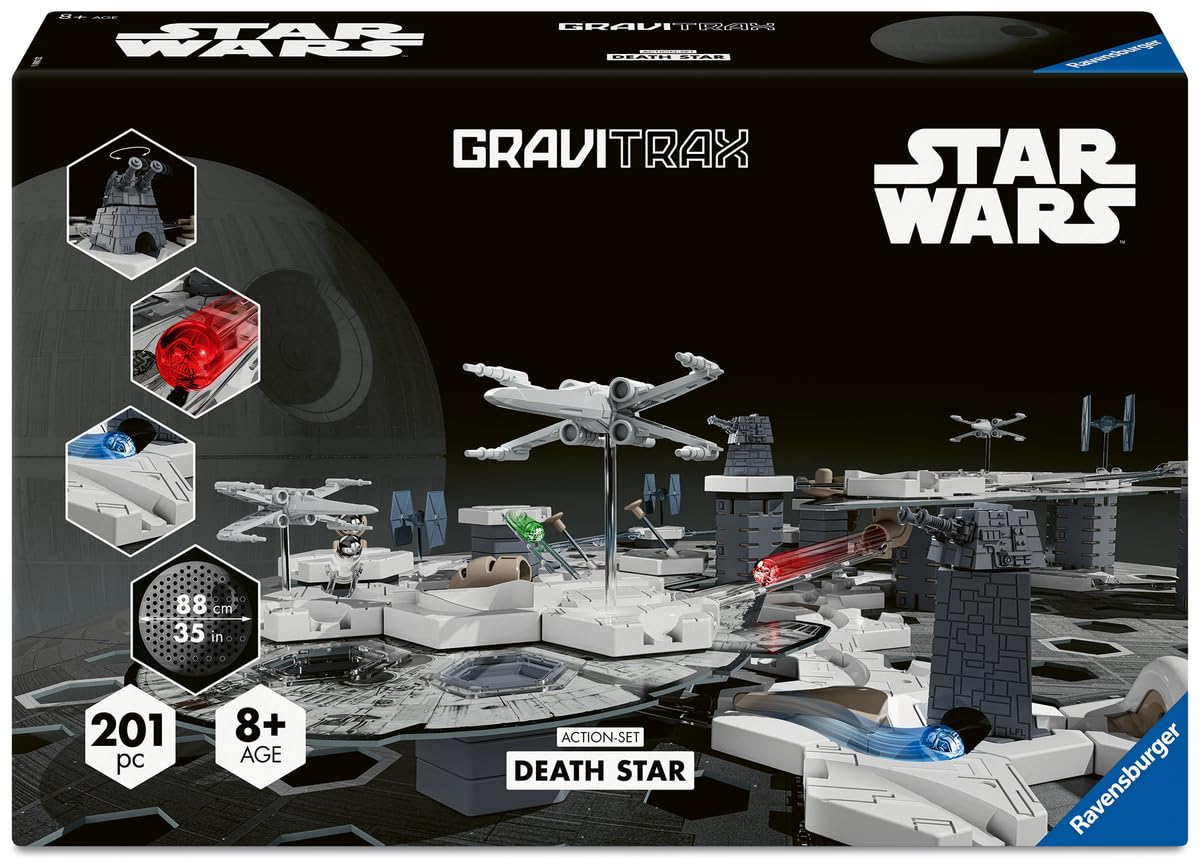 Ravensburger - Gravitrax Star Wars - Pack de démarrage - Circuits de Billes 201 pièces - Jeux de Construction dans l'univers de Star Wars - Enfant, Adute Enfant, Adulte dès 8 Ans - 23860 | GraviTrax Action Set Death Star Wars Circuit Billes 201 pièces, En