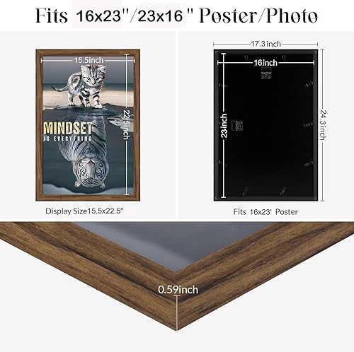 Vista 301 de Marco gris rústico de 18 x 24 pulgadas, marco para póster de 18 x 24 pulgadas, color gris envejecido, grande, retro, natural, 24 x 18 pulgadas