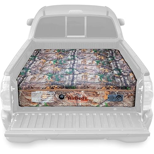 Pittman Outdoors AirBedz Mattress – Truck Bed Air Mattress, 25% More Coverage, Built-In Rechargeable Battery Pump, Carry Bag & Repair Kit – Full Size - Standard Bed - 6' - 6.5' - Realtree Camo PPI-402