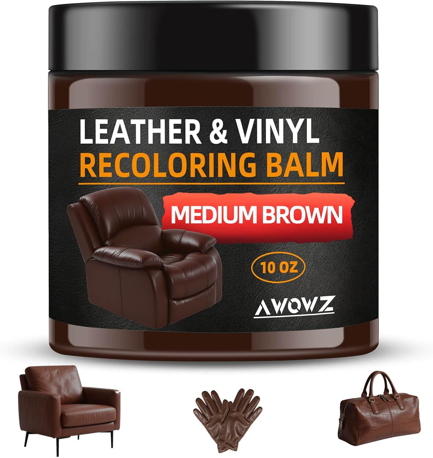 Leather Recoloring Balm for Faded Leather - Leather Repair Balm & Color Restorer for Couch, Car Seats, Furniture & Vinyl, 10OZ (Beige)
