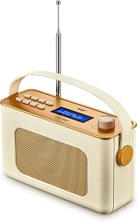UEME Retro DAB/DAB+ FM Wireless Portable Radio with Bluetooth (Cream)