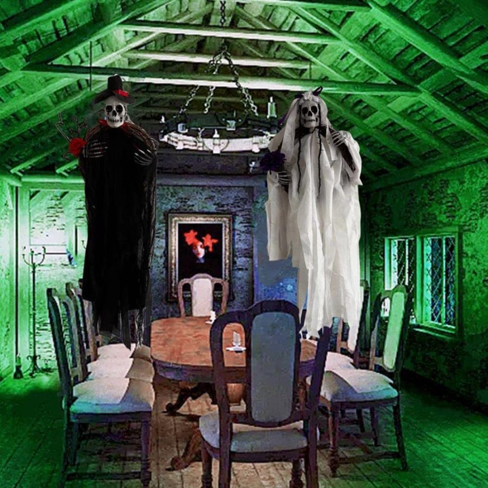 Decoraciones de Halloween, Fantasmas Colgantes Decoraciones de Halloween al Aire Libre, 35 * 16 Pulgadas Colgantes Esqueleto Fantasma Segadores para Halloween Accesorios de Casa Embrujada Suministros