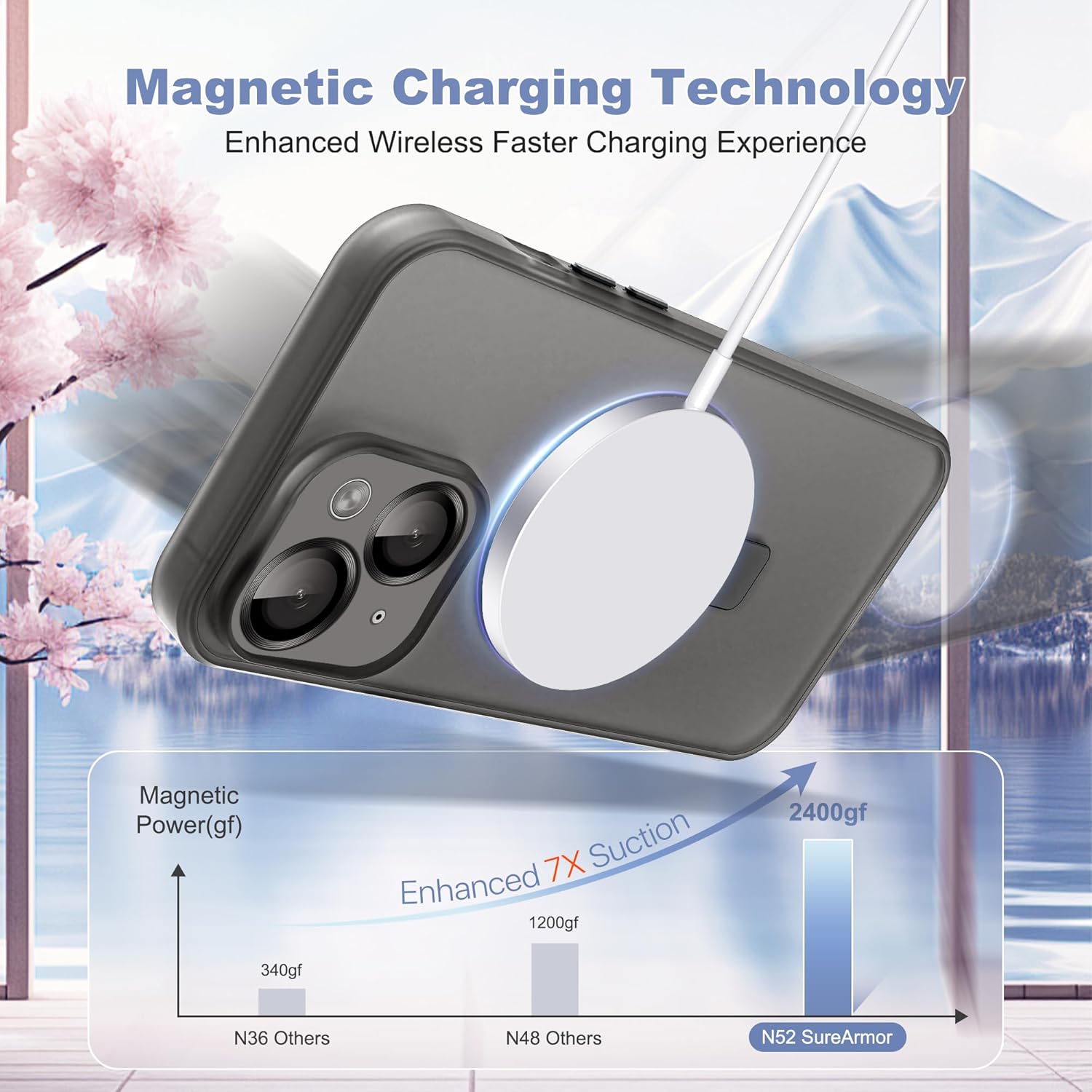 for iPhone 14 Case with Magnetic Invisible Ring Stand [Full Camera Lens Protection] [Compatible with Mag-Safe] Military-Grade Drop Matte Translucent Slim Phone Cases for iPhone 14 6.1",Black