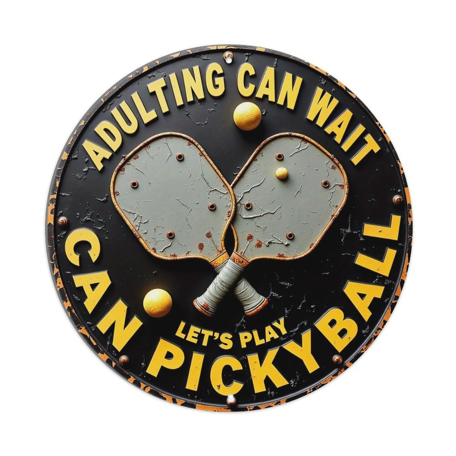 Adulting Can Wait Pickleball Metal Tin Sign Plaque