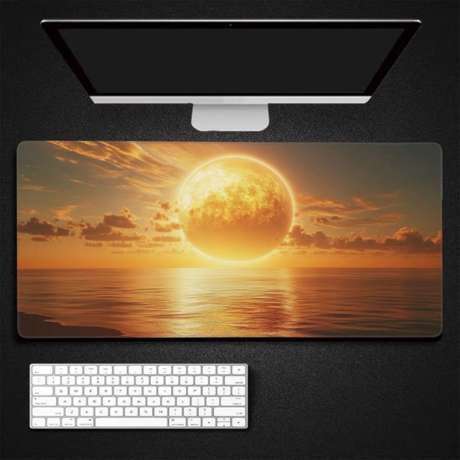 Duża podkładka pod mysz Ocean Sunset XXL podkładka pod mysz 1000 x 500 x 4 mm, akcesoria do gier, podstawa antypoślizgowa i gładka powierzchnia, poprawia szybkość i precyzję Gamer-GZ581