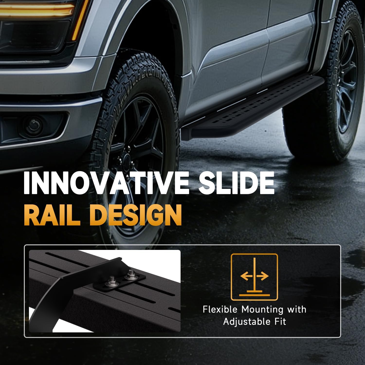 6.5" Black Carbon Steel Step Bars for 2009–2018 Ram 1500 Quad Cab, 2019–2024 Ram Classic Quad Cab, and 2010–2026 Ram 2500/3500 (New Body Style Excluded).