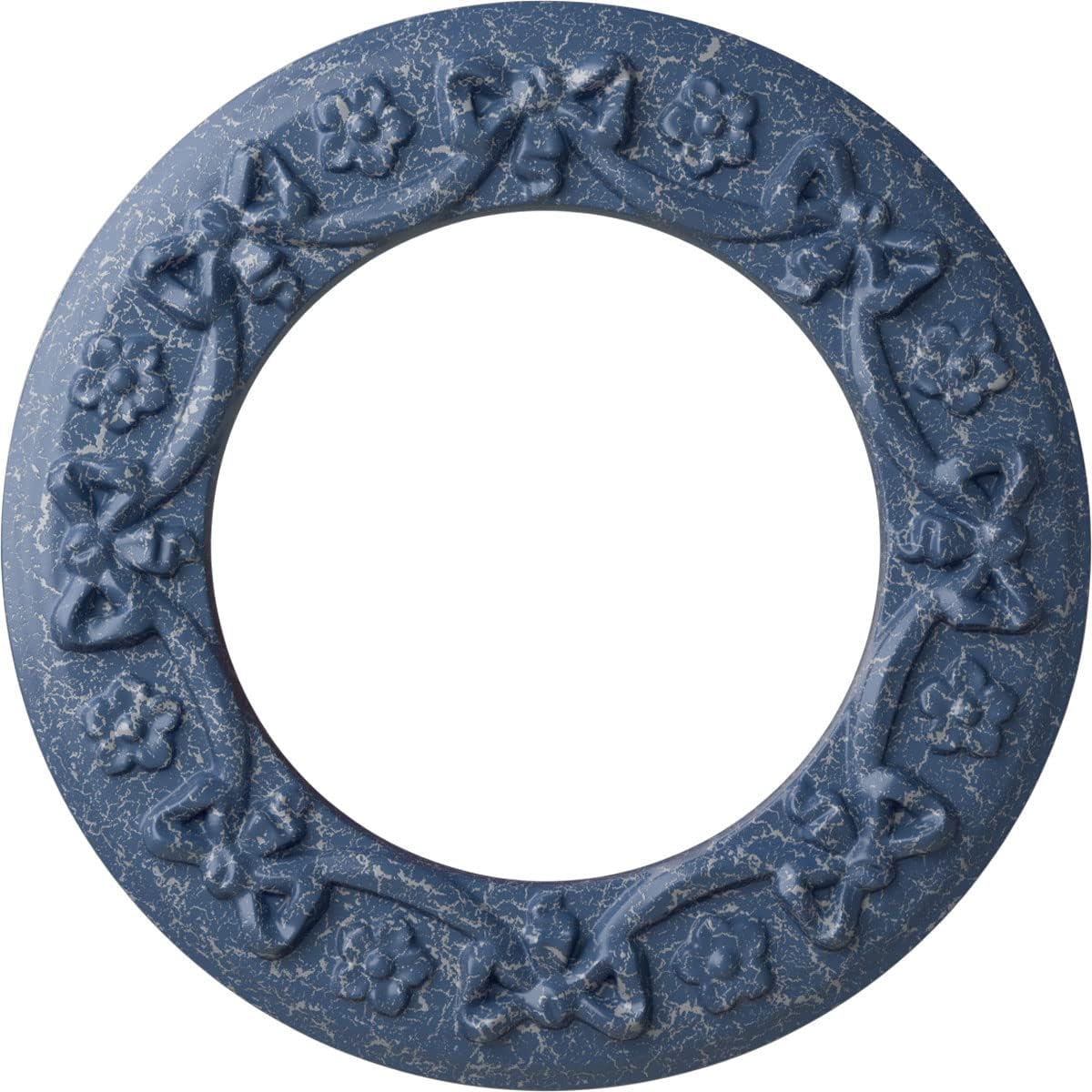 Ekena Millwork CM12RIAMC 12-1/4" x 7-1/2" x 7/8" Ribbon with Bow Ceiling Medallion, Americana Crackle