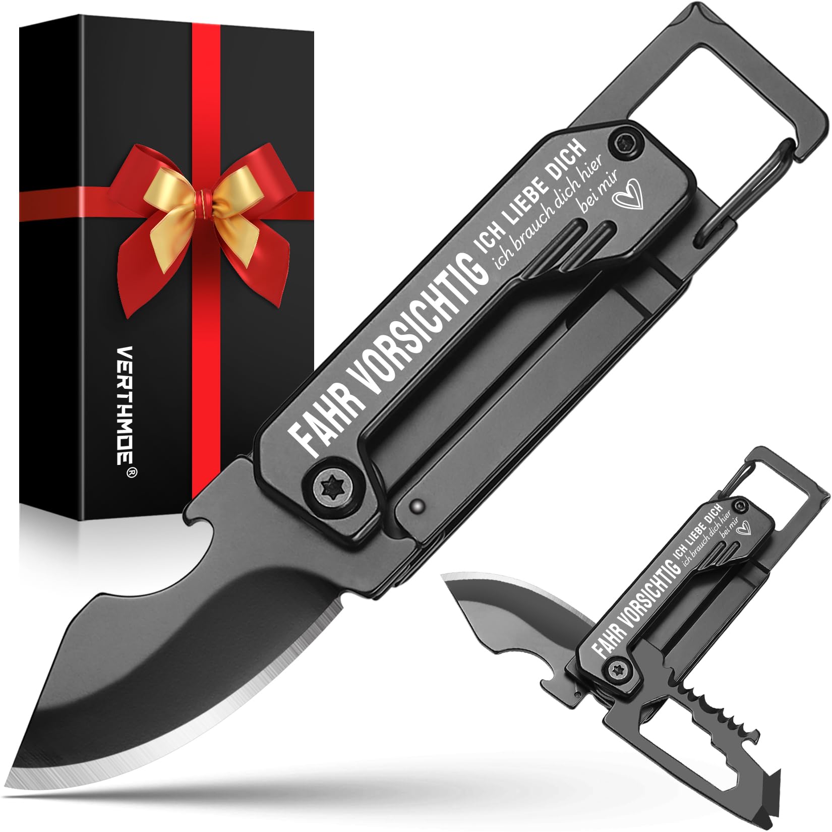 Vatertagsgeschenk für Papa Männer, Taschenmesser Schlüsselanhänger, Multitool Geschenk für Ihn Valentinstag, Camping Gadgets Klappmesser Geburtstagsgeschenk, Jahrestag Ich Liebe Dich Geschenke