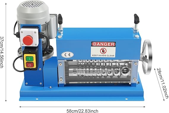 High Speed Wire Stripper Professional Stripping Machine Scrap Cable Peeler Electric for Copper Recycling Recycle Tool Strippers Portable Powered Automatic Motor 1.5-38Mm Capacity with Emergency Stop