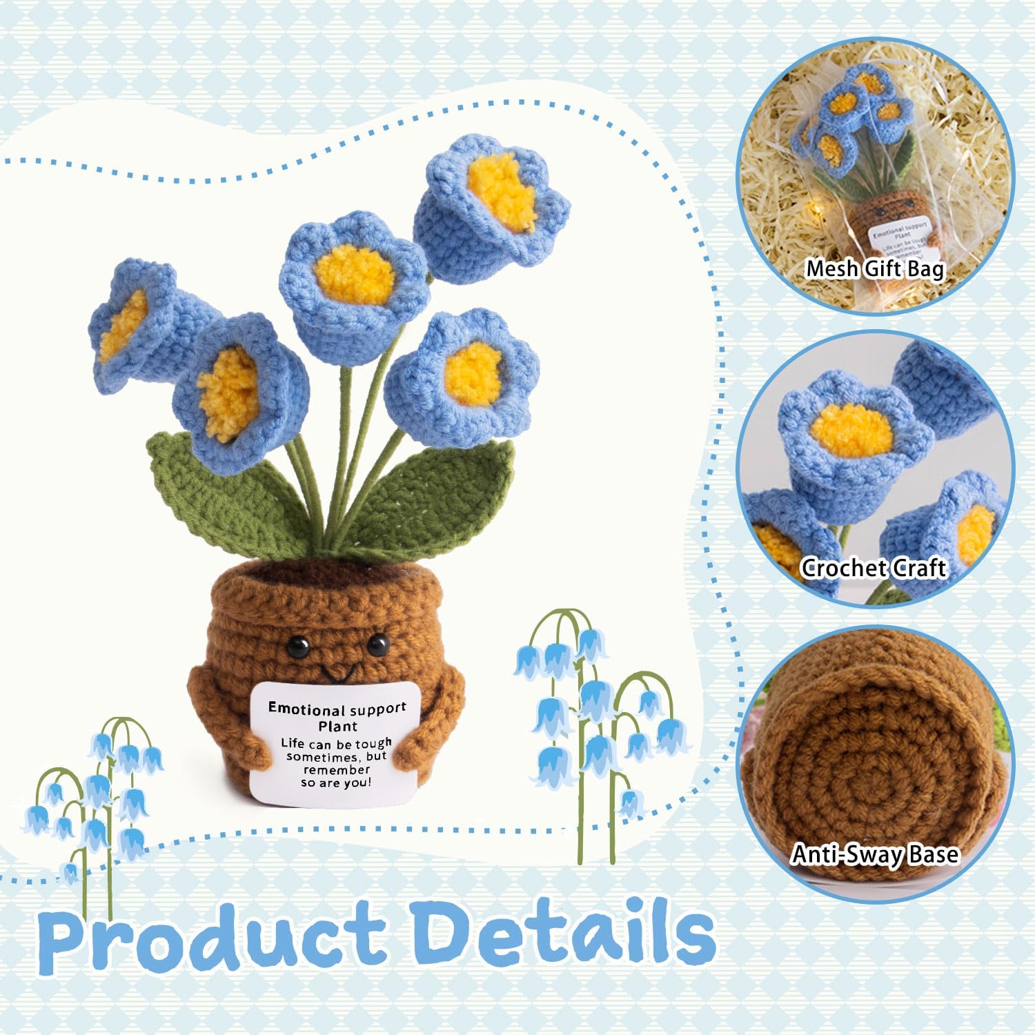 Handmade Positive Flower Crochet - Life is Tough But So are You - Inspirational Gift for Women - Thank You, Appreciation, Positive Gift for Teacher, Mom, Friend, Coworker - Knitted Decor - Image 3