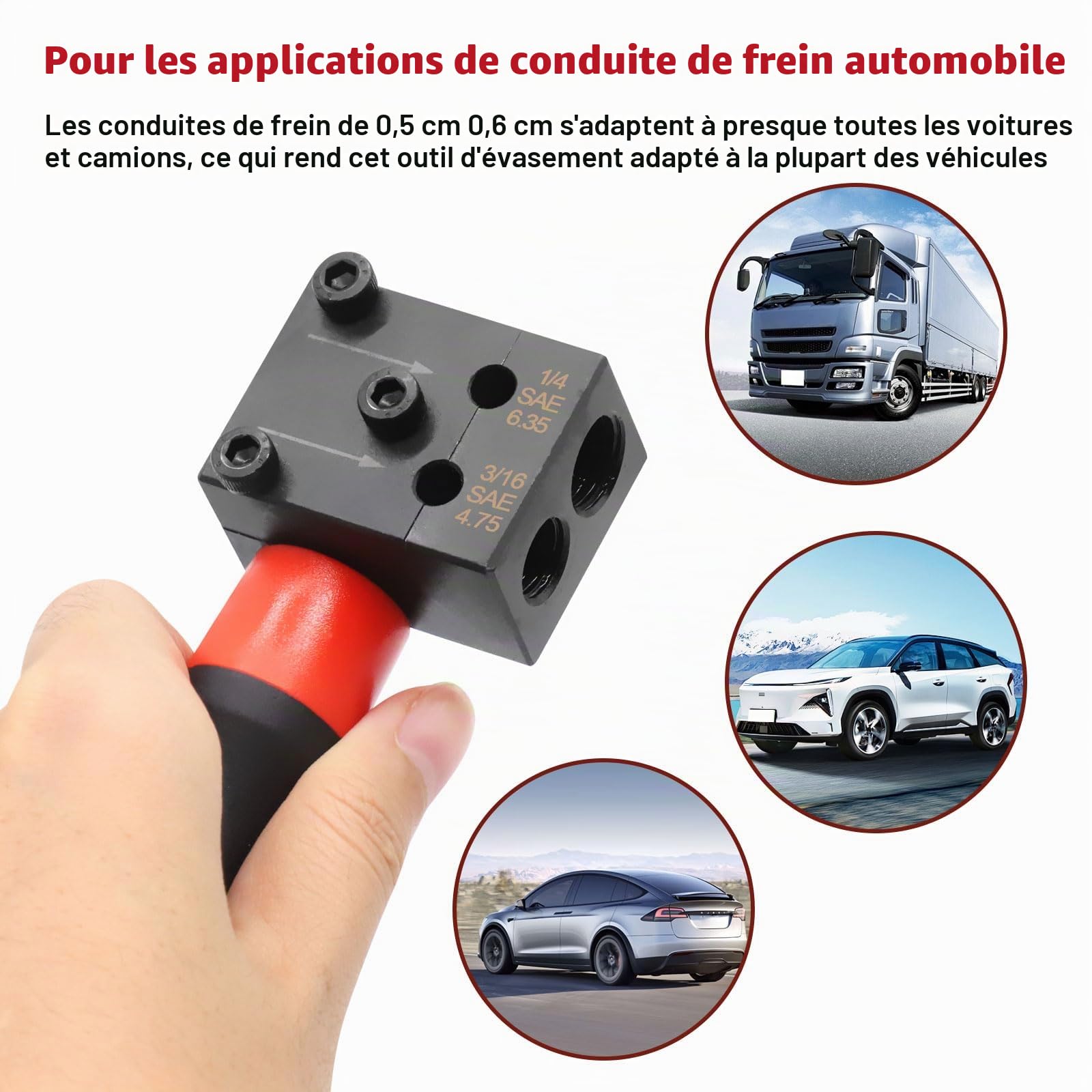 RUIZHI Appareil à évaser les conduites de frein pour évasements SAE, 7,62 m Ø4,75mm Kit d'outil à évaser à double tête avec clés de 10 et 17 mm, pour systèmes de freinage hydrauliques automobiles
