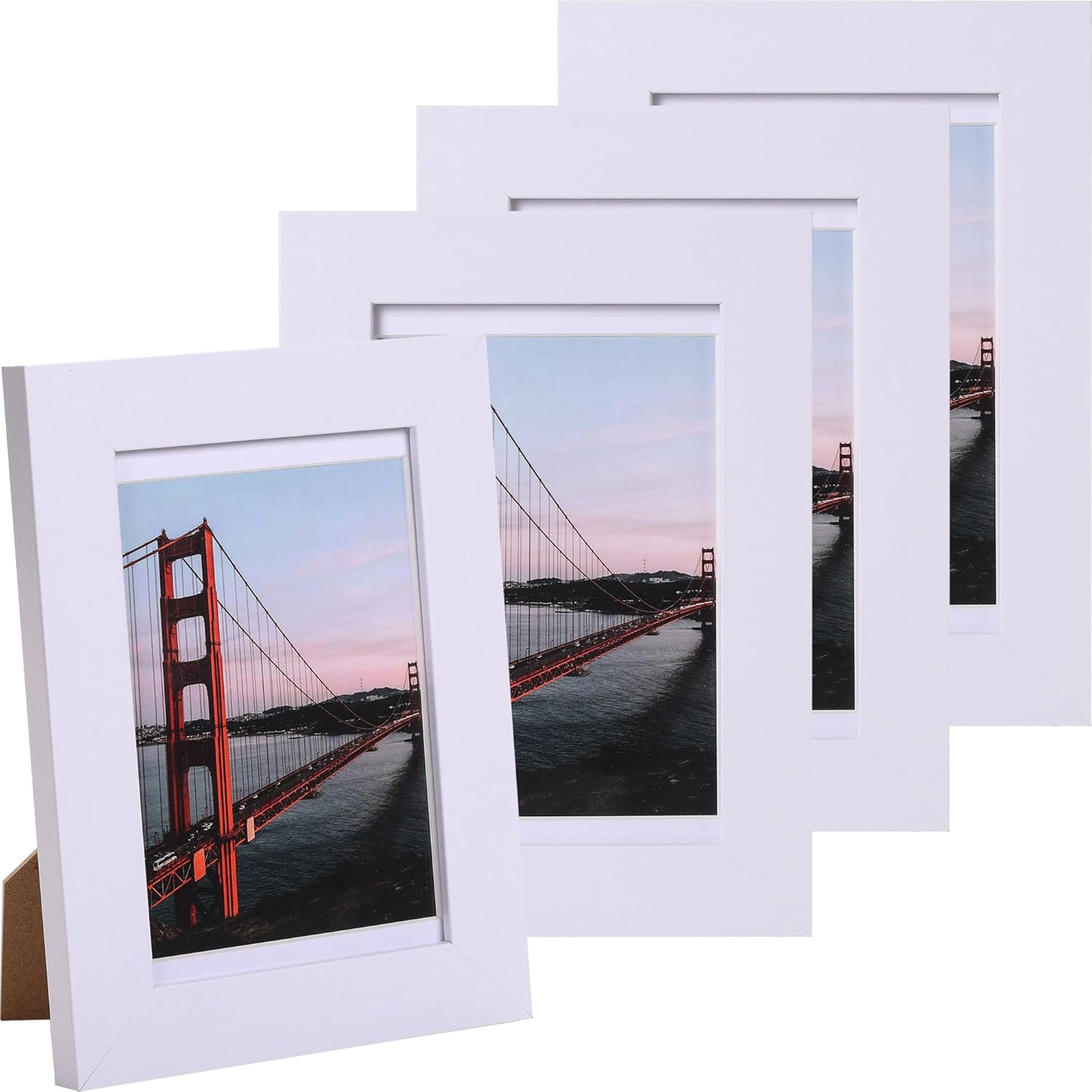 8x10 Picture Frame set of 4, Black Wooden Wide Molding 8 by 10 Photo Frames for Wall or Tabletop, Display 5x7 with Mat or 8x10 Without Mat.