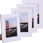 8x10 Picture Frame Set of 4, Black 8 by 10 Photo Frames with 5x7 Mat, Tabletop or Wall Hanging Decor.