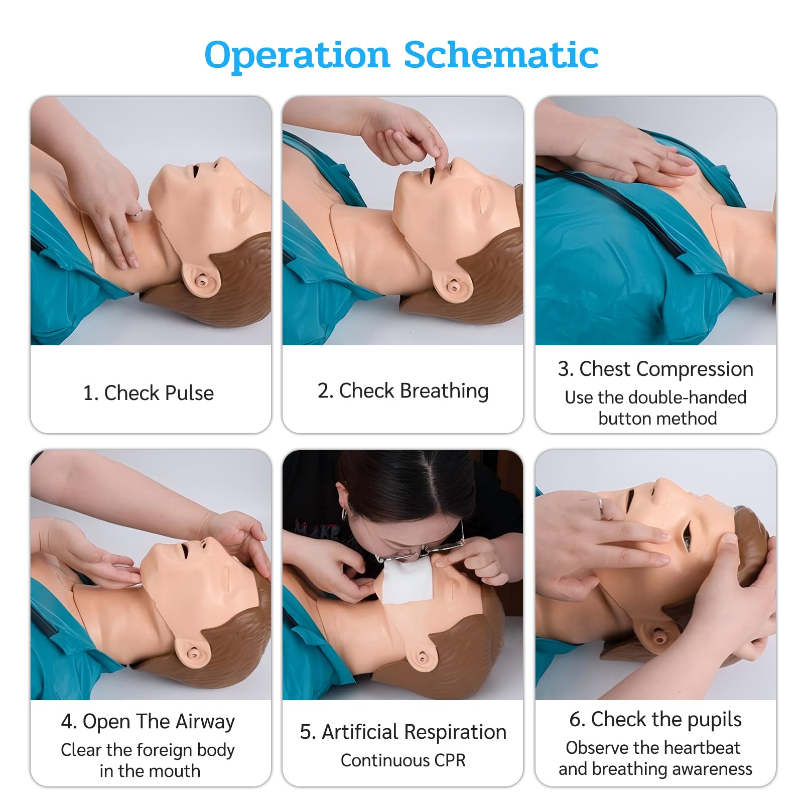Maniquí de Entrenamiento Rcp Adultos de Medio Cuerpo, Maniquí de RCP para Reanimación, Maniquí de Prácticas para Formación en Primeros Auxilios