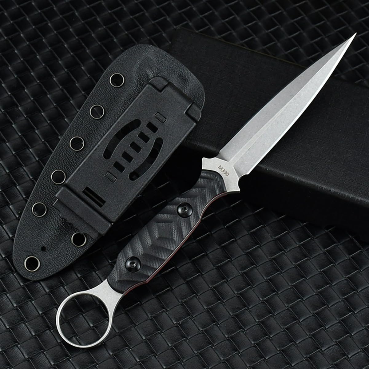 8.5'' Full Tang Fixed Blade Knife With Sheath, D2 Stainless Steel Blade Ergonomic G10 Handle, Outdoor Hunting Knives EDC Tools (black)