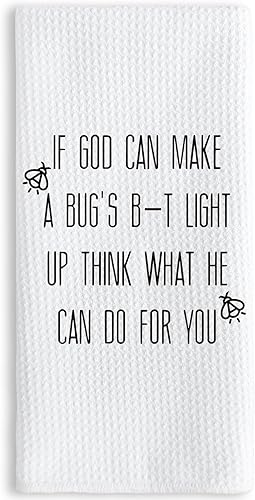 TNUW If God Can Make A Bug's Light Up Think What He Can Do for You - Divertidos paños de cocina cristianos, suaves y absorbentes, paños de cocina,