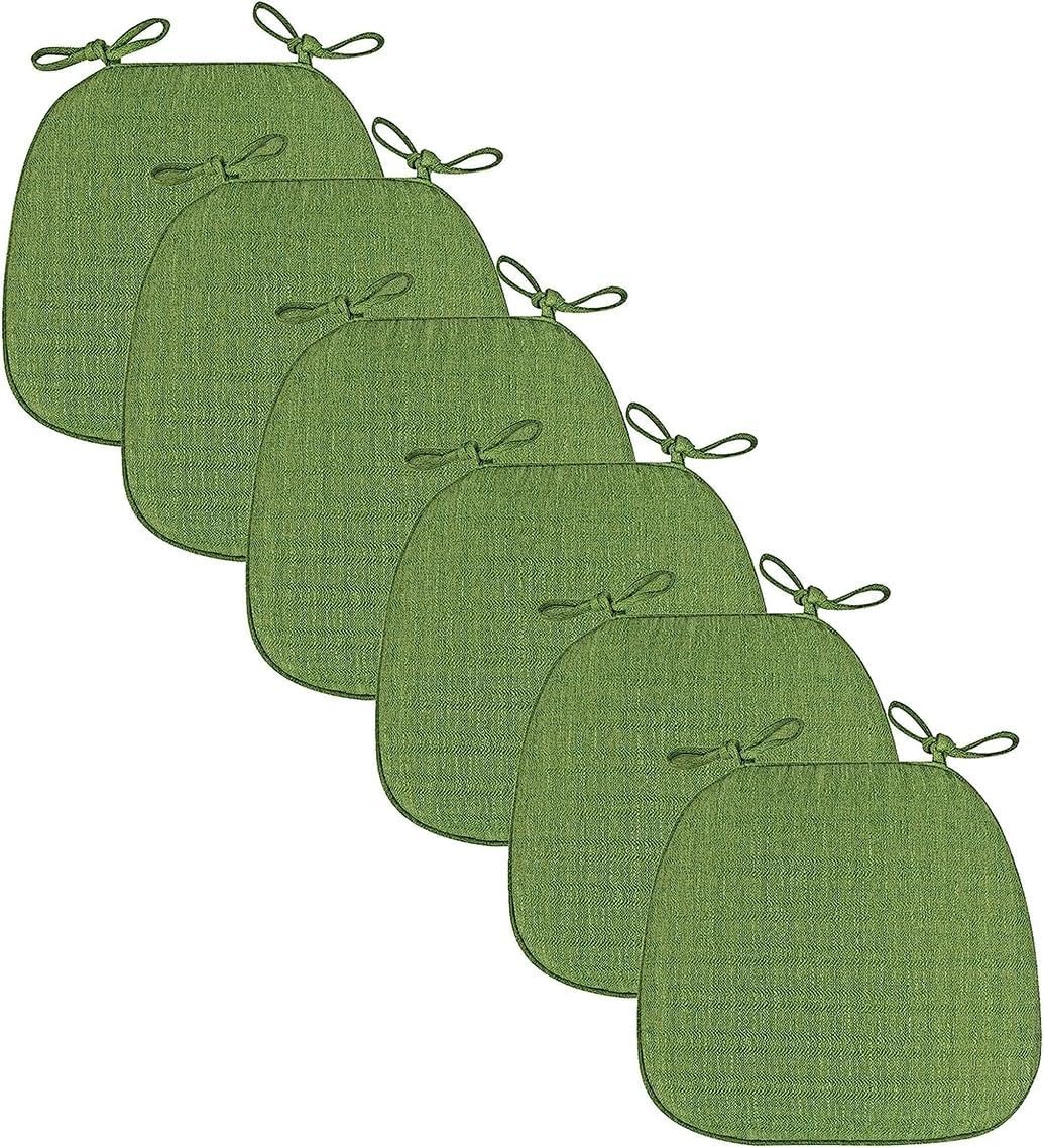 SVFOEBJM Chair Cushions with Ties for Dining Room Set of 6 Soft Horse Saddle Cushions Zippered Kitchen Seat Pads Stylish Green Color Comfort & Durability
