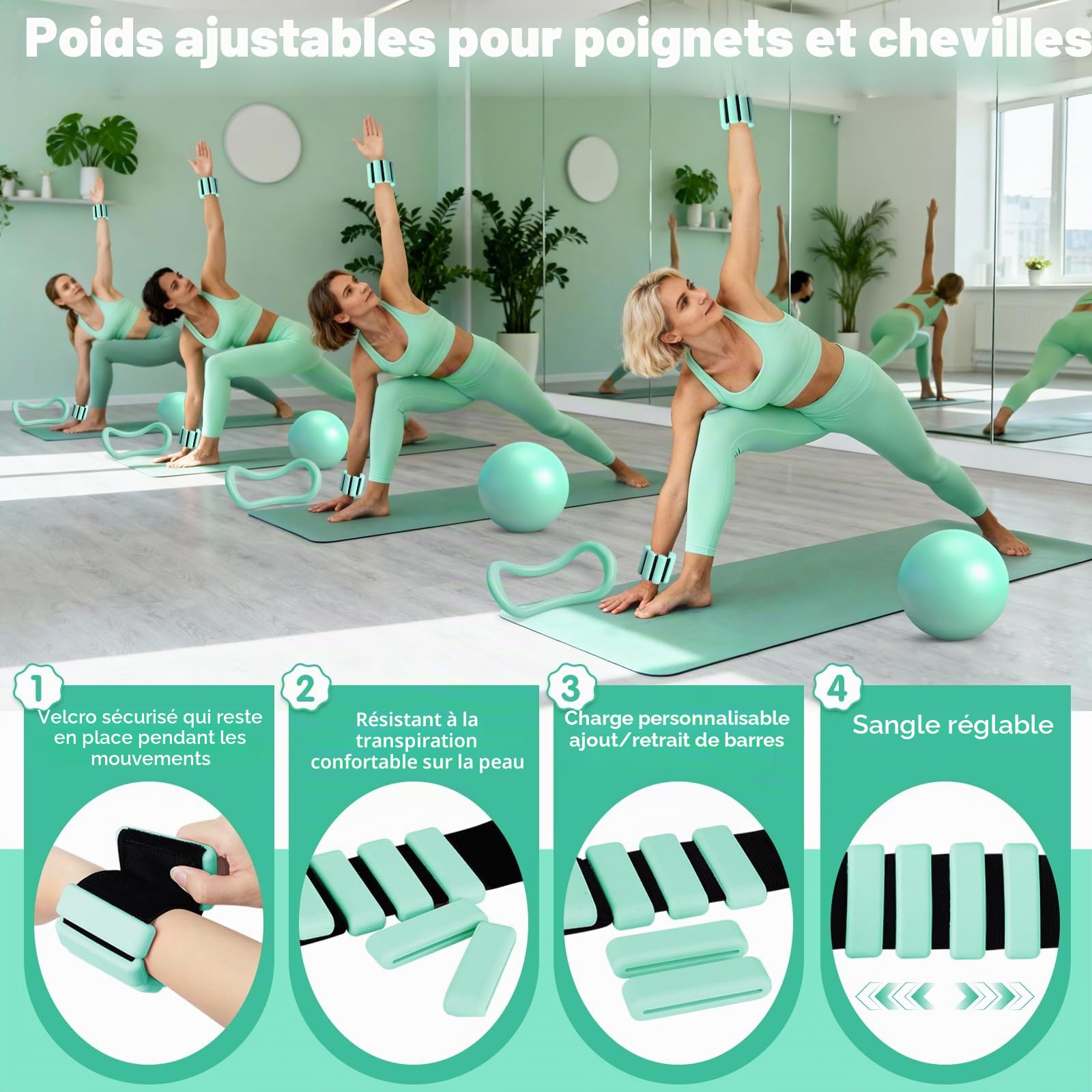 facity Kit Pilates Maison – Ensemble Pilate Ring - Mini Yoga Ball - 3 Bande de Resistance Musculation Maison - Elastique Sport - Gym Equipment facity Kit Pilates Maison – Ensemble Pilate Ring - Mini Yoga Ball - 3 Bande de Resistance Musculation Maison - Elastique Sport - Gym Equipment