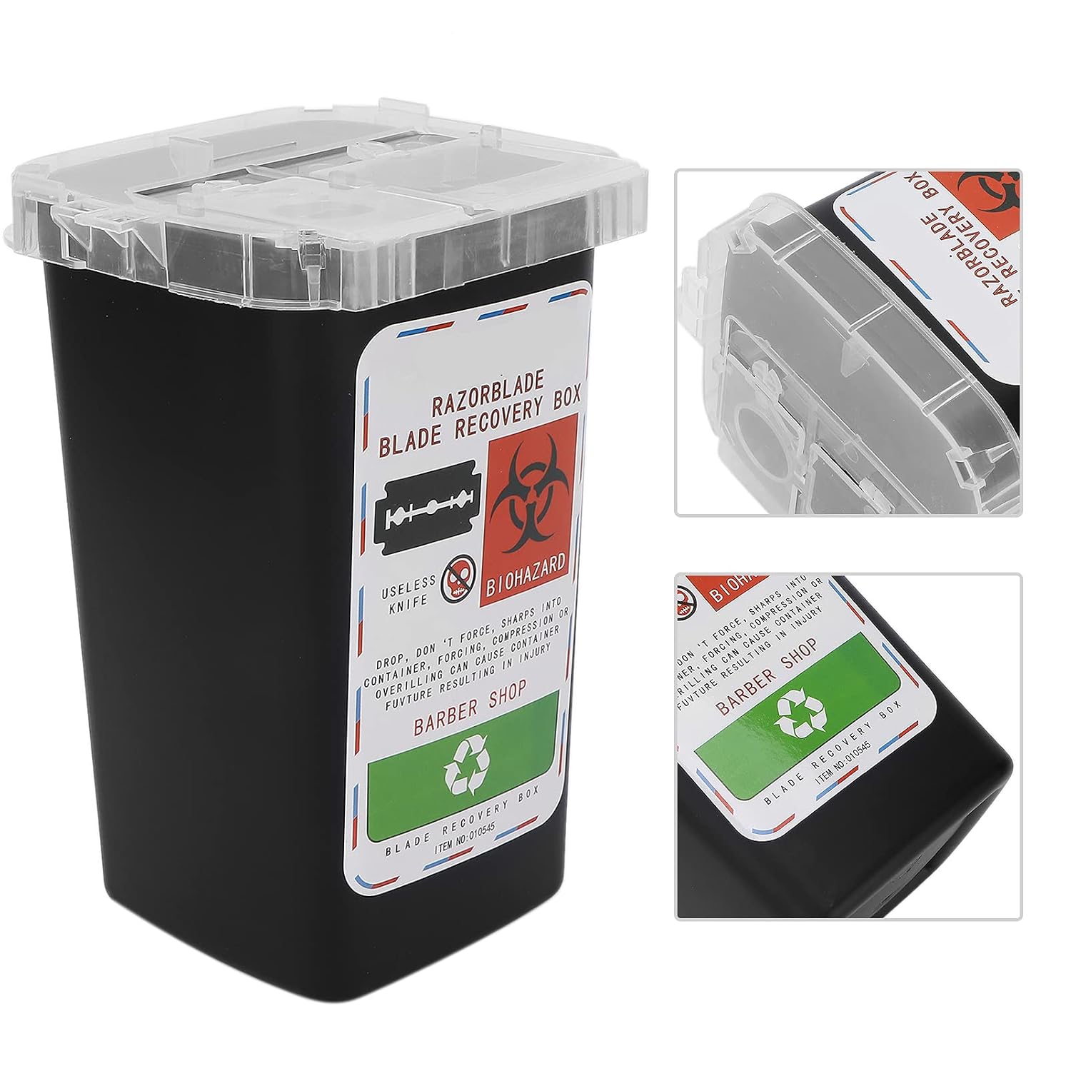 FILFEEL Durable Blade Disposal Container for Salons and Homes - Safe Shaving Knife Blade Disposal Box for Barbershop Use(Black)