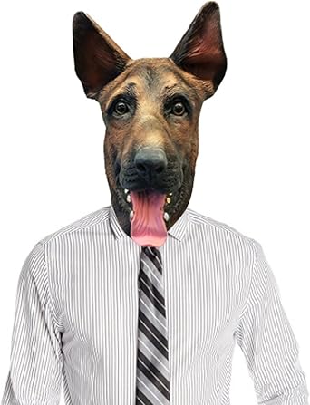 German Shepherd Dog Animal Kingdom Halloween Costume Face Mask Kennel Club Brown Underdog Mask