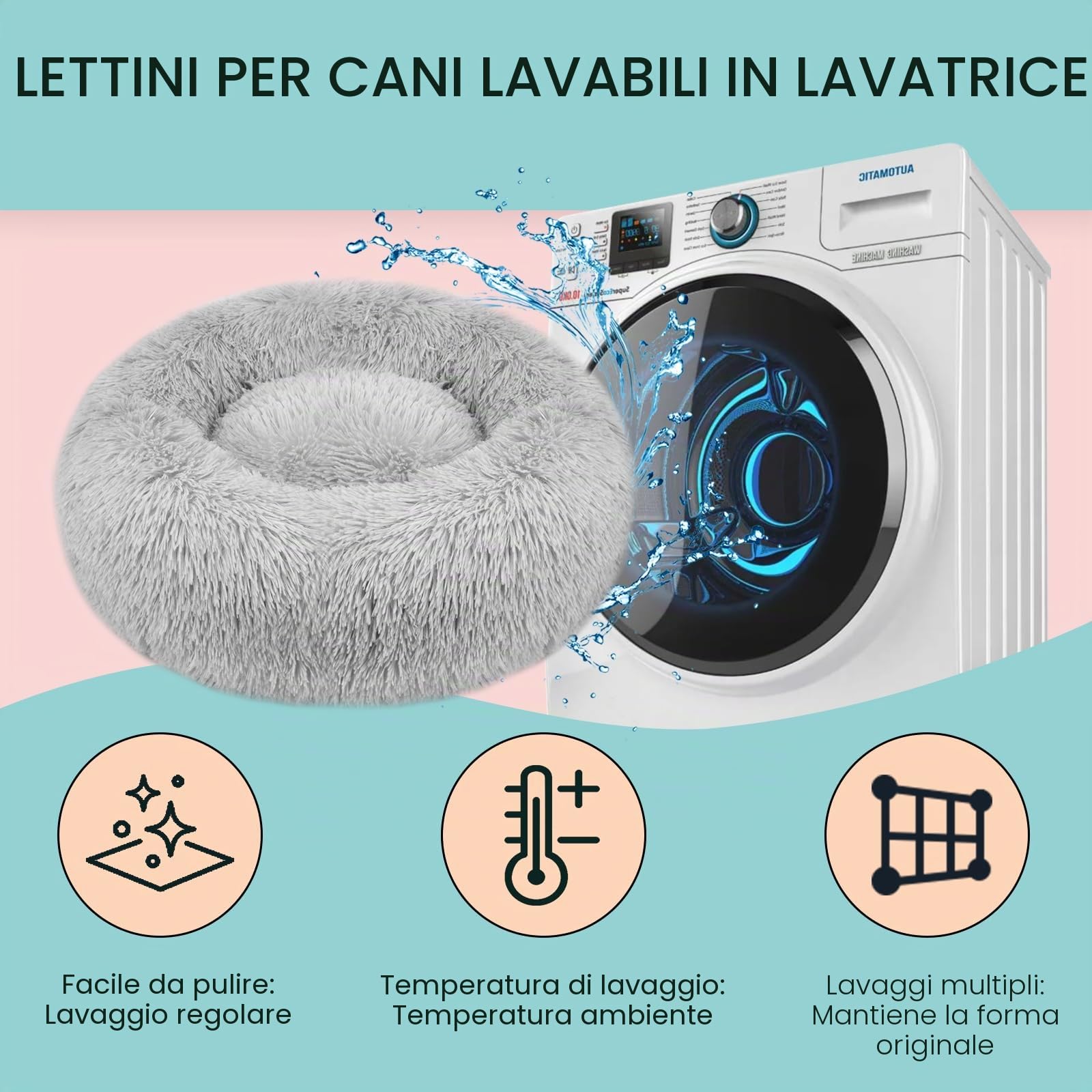 OKPOW Cuccia Morbida per Cani Gatto: Pelosa Lettino Puffy per Cuccioli Nuvola - Lavabile Peluche Ciambella Cuccia Calmante per Animali Domestici
