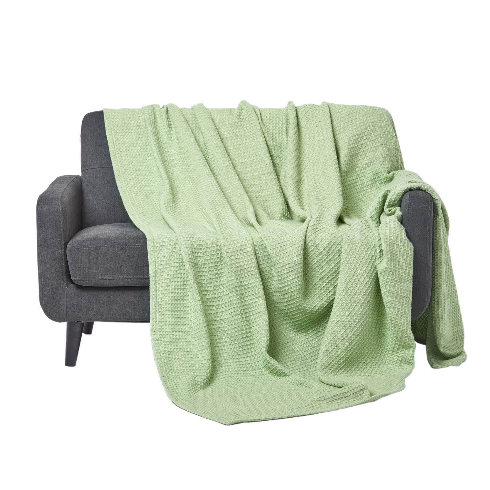Homescapes (228 X 228 Cm, Sage Green) Organic Cotton Waffle Baby Blanket