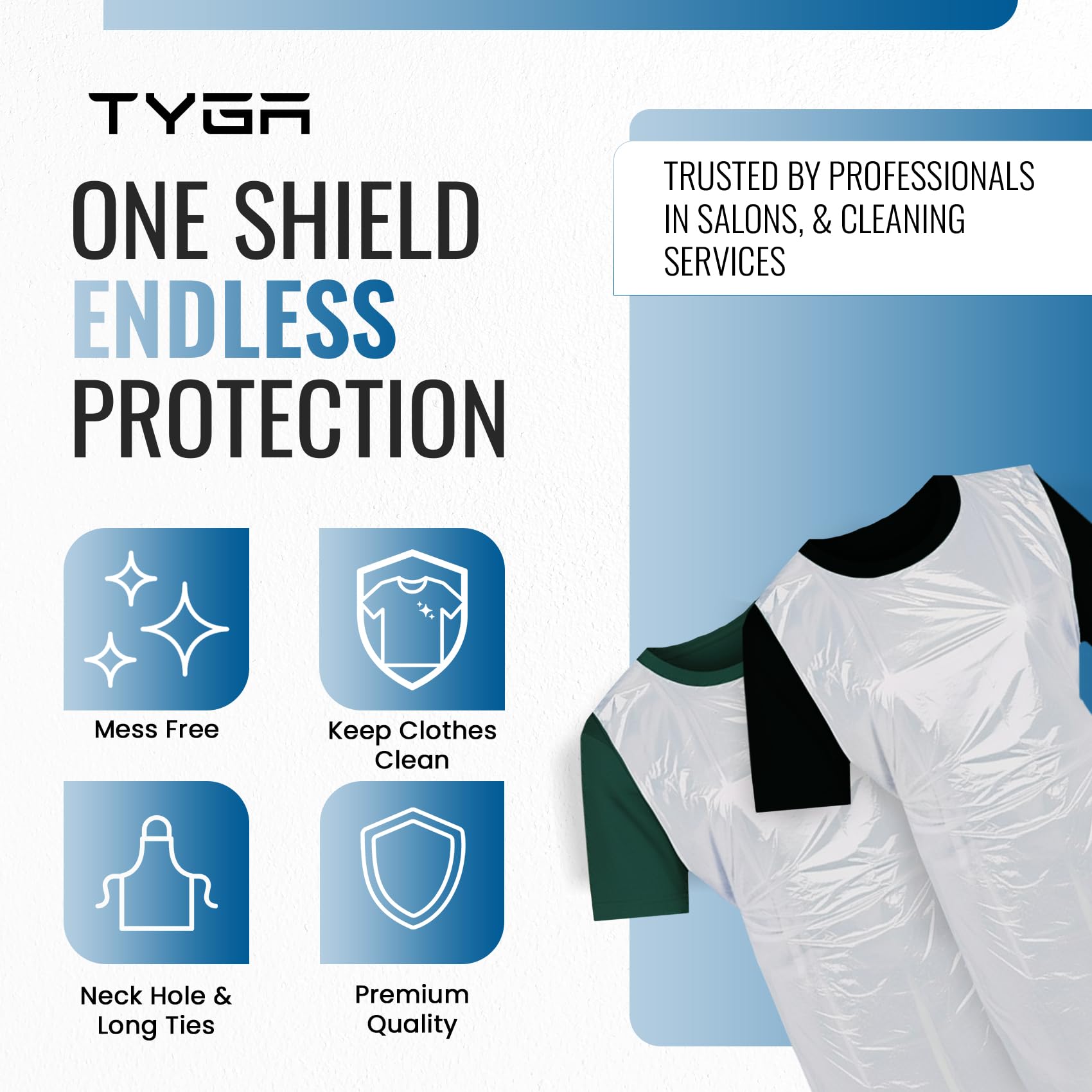 TYGA Store | 200 tabliers blancs jetables sur un rouleau – Tablier facile à distribuer pour médical, nettoyage, peinture, coiffeurs, pâtisserie et chefs – EPI (rouleau de 200) (1)